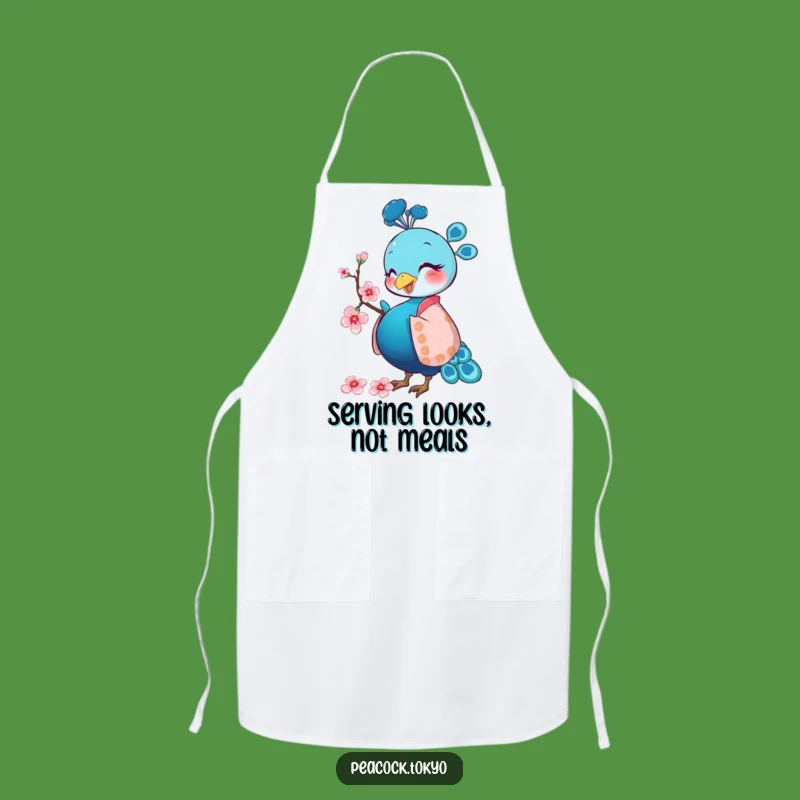 Funny Peacock Kimono Apron - Humorous Kitchen Wear for Cooks & Bakers