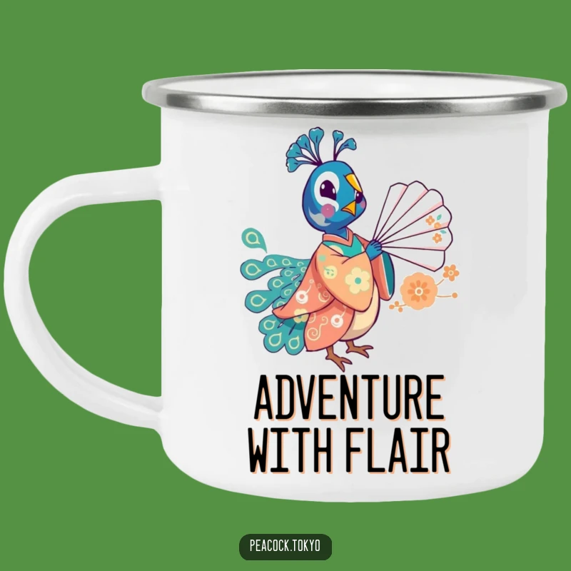 Funny Whimsical Peacock Fan Camping Mug - Playful Humorous Outdoor Drinkware