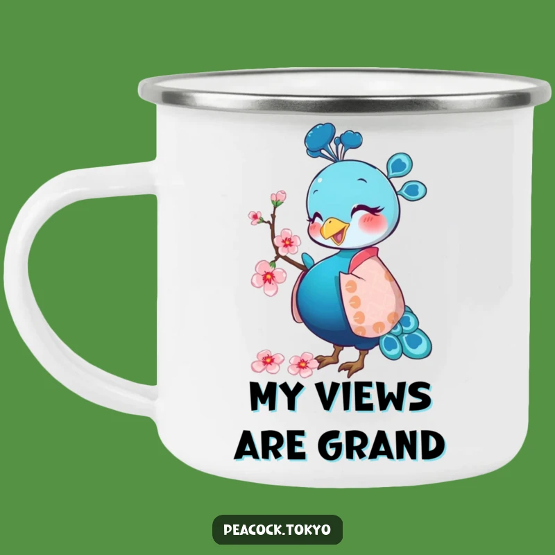 Funny Peacock Kimono Camping Mug - Humorous Outdoor Drinkware Gift