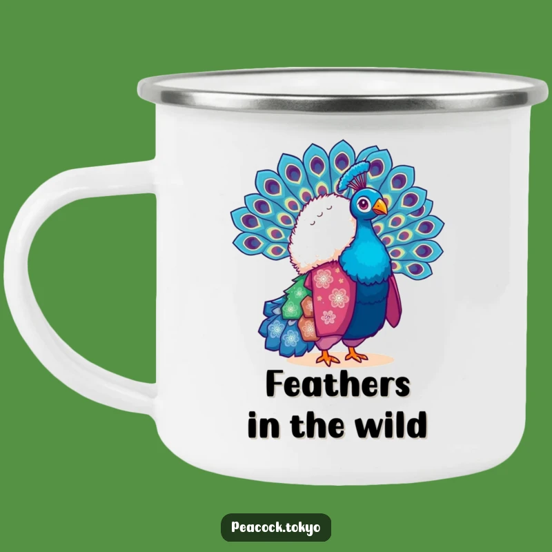 Funny Peacock Kimono Camping Mug - Outdoor Vibrant Feather