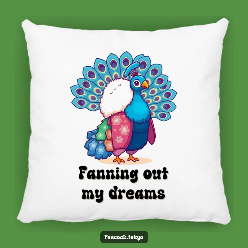 Funny Peacock Kimono Pillow - Cozy Vibrant Feather Accent