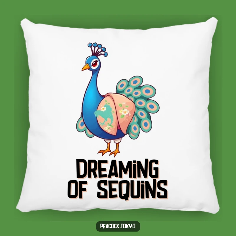 Funny Peacock Kimono Pillow: Plush Artful Comfort for a Humorous Home