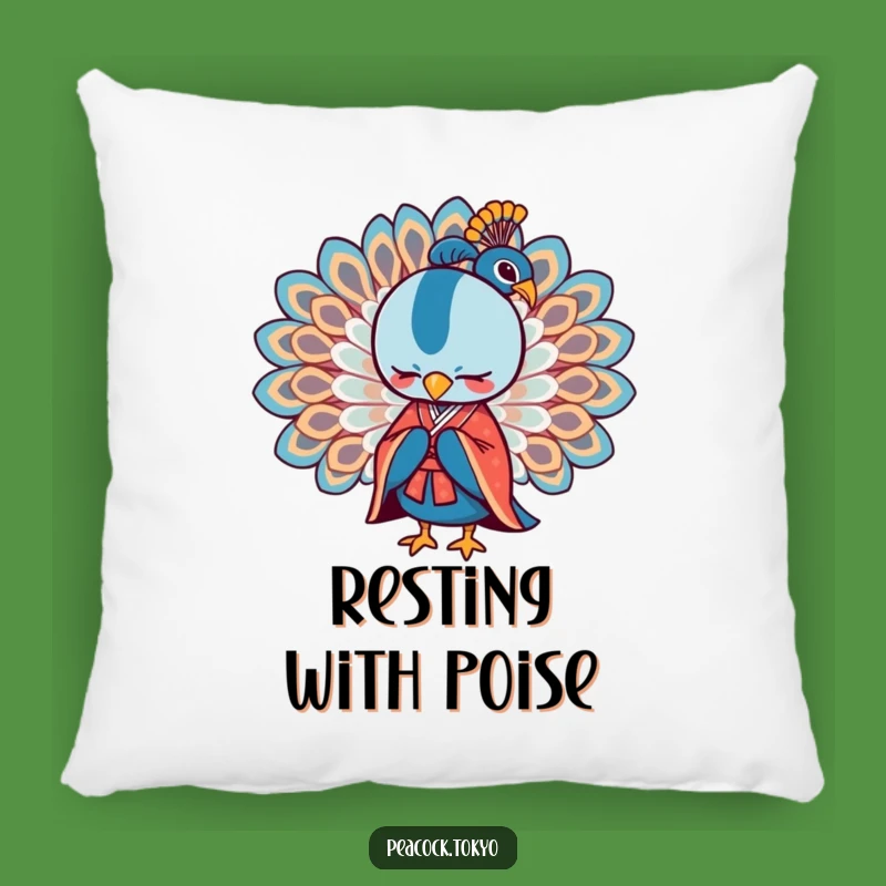 Funny Stylised Peacock Kimono Pillow - Sophisticated Humorous Accent