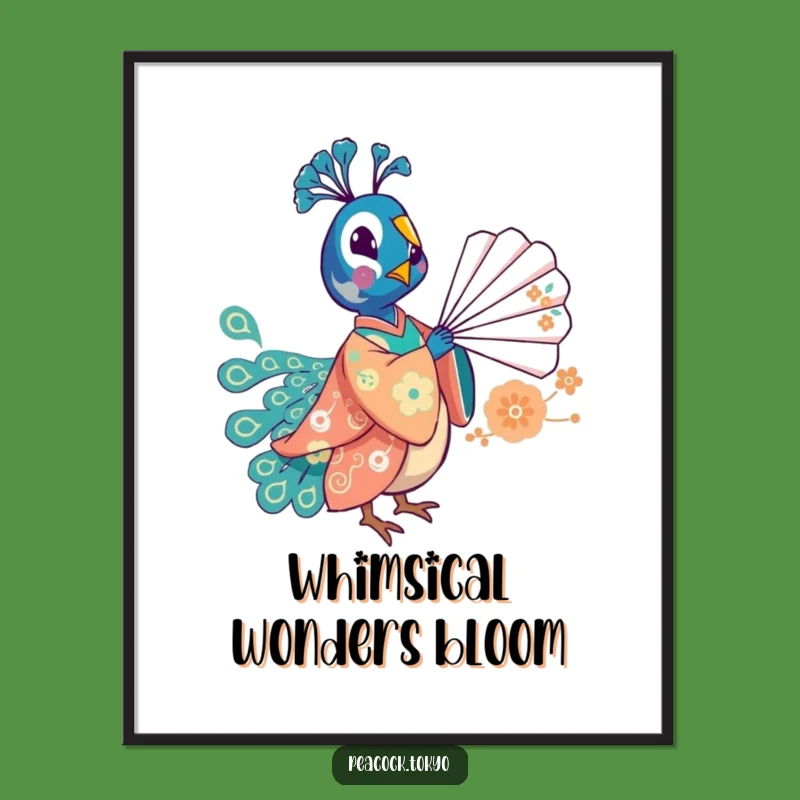 Funny Whimsical Peacock Fan Digital Art - Playful Humorous Printable