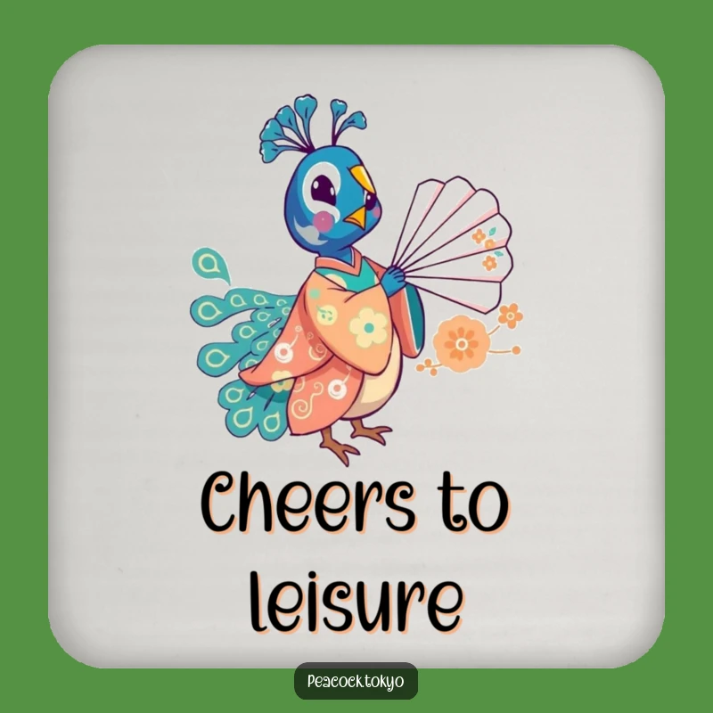 Funny Whimsical Peacock Fan Coasters - Playful Humorous Table Protection