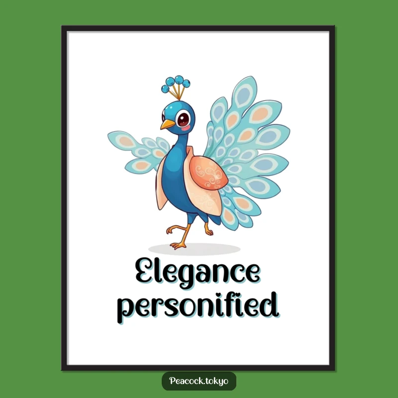 Funny Charming Peacock Kimono Poster - Elegant Humorous Wall Art
