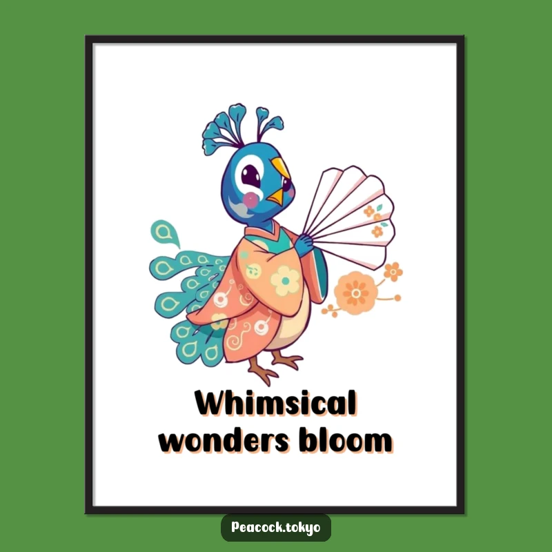 Funny Whimsical Peacock Fan Poster - Playful & Humorous Wall Decor