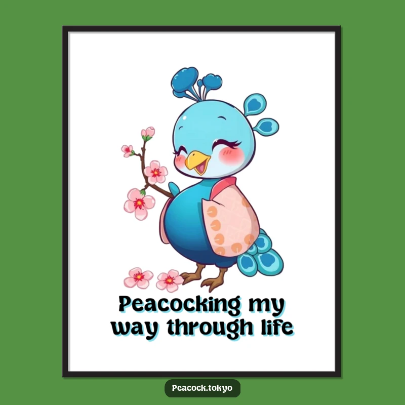 Free Printable Wall Art: Charming Peacock Kimono Strut for Elegant Home Decor
