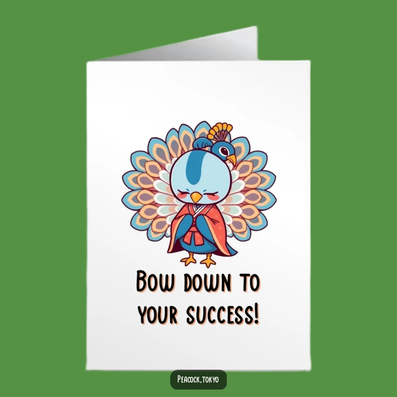 Free Printable Congrats Card: Sophisticated Peacock Kimono Bow for Big Achievements
