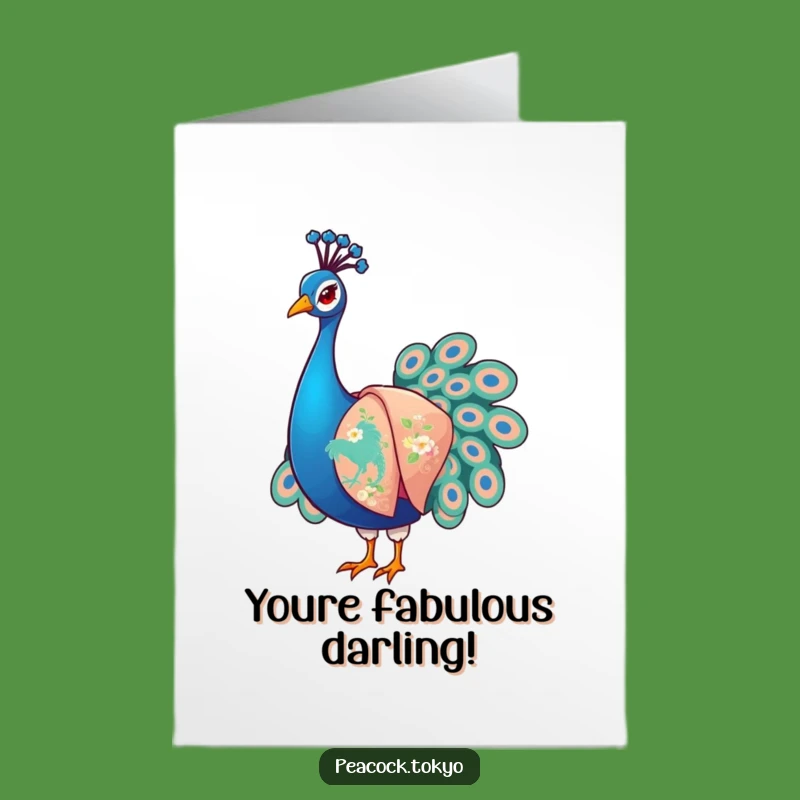 Free Printable Congrats Card: Chic Peacock Kimono - Elegant & Funny Downloadable!