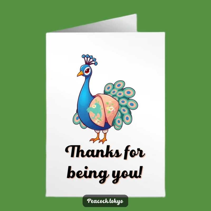 Free Printable Thank You Card: Dapper Peacock Kimono - Appreciate with Humor!