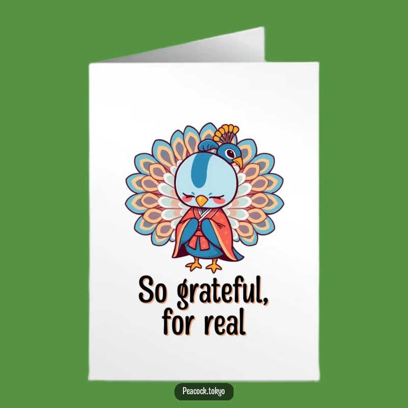 Free Printable Thank You Card: Graceful Peacock Kimono Bow to Show Appreciation
