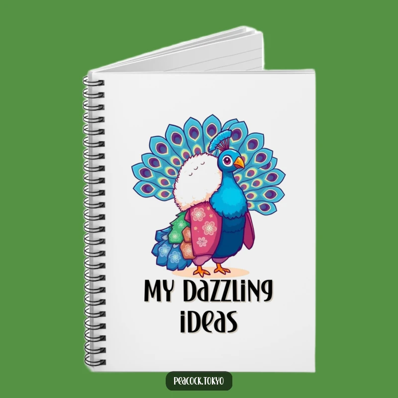 Funny Peacock Kimono Notebook - Vibrant Feather Journal