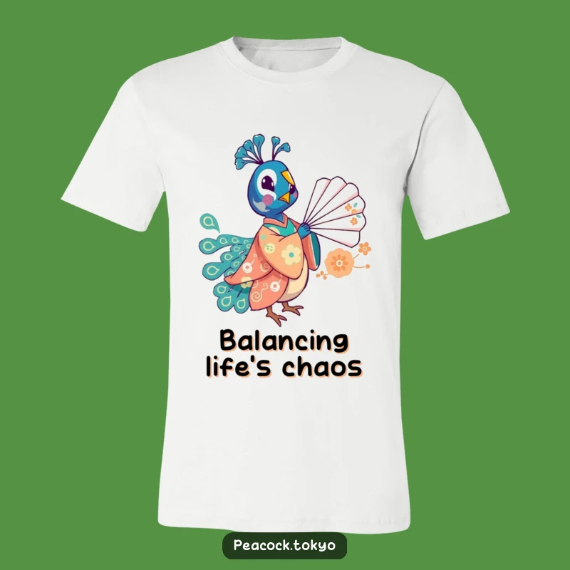 Funny Whimsical Peacock Festive Kimono T-Shirt - Playful Humorous Apparel